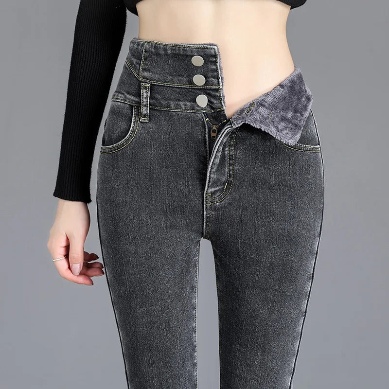 Thermische stretchjeans voor dames