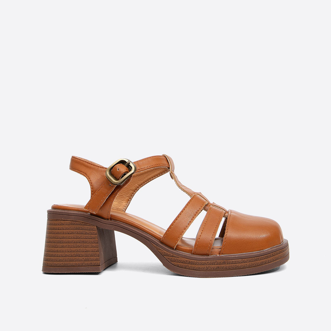 Ronde Teen Buckle Solid Color Blocked Sandalen