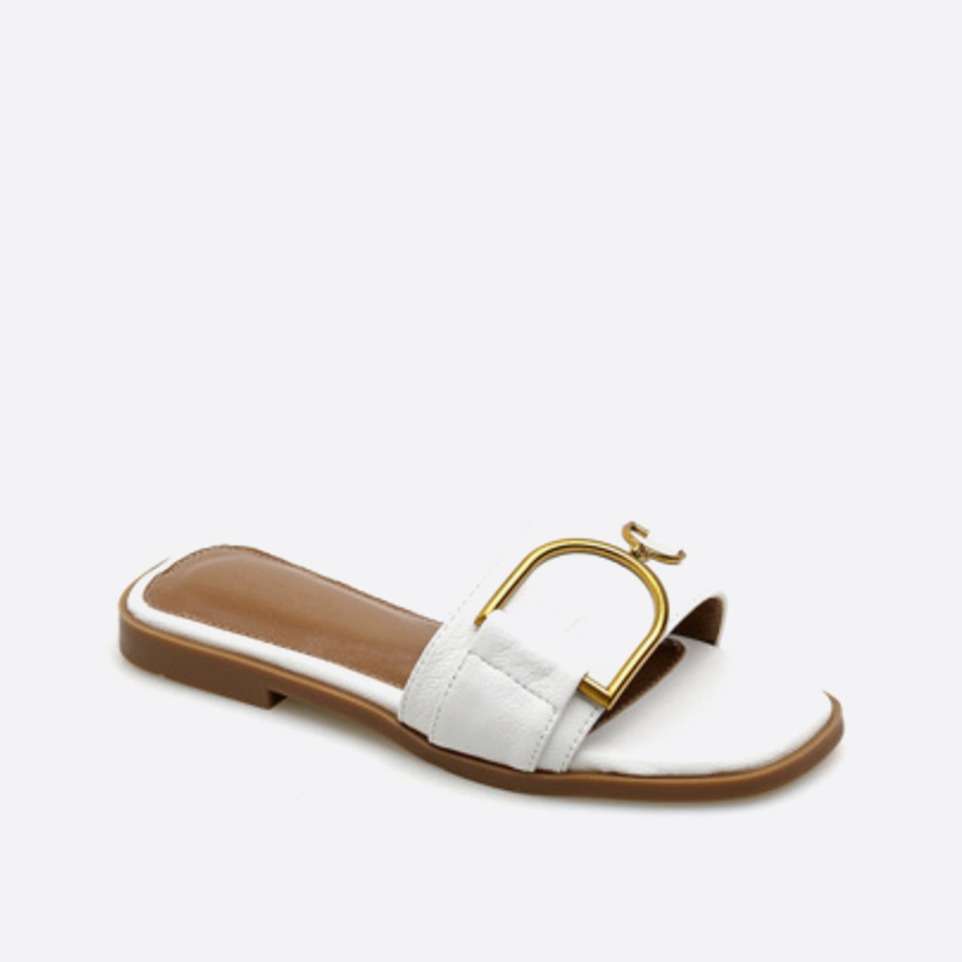 Vierkante Teen Platte Slip op Ornament Sandalen