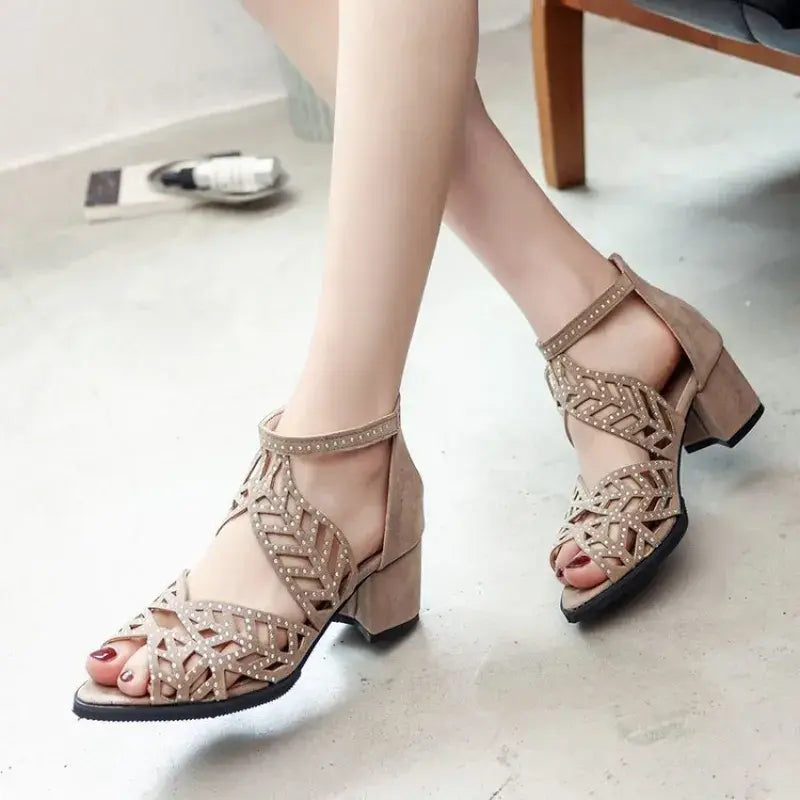 Zephyra - Boho blokhak sandalen