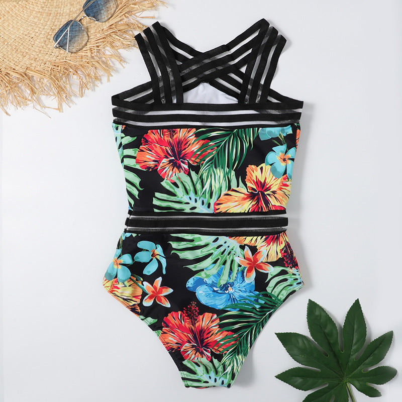 Bikini met bloemenprint uit één stuk