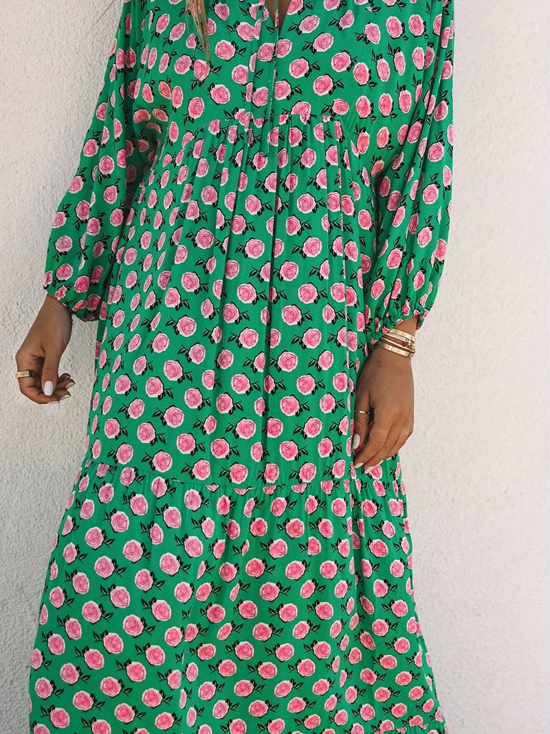 Abisha - Losse boho maxi jurk met bloemenprint