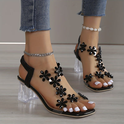 Sandy - Strass blokhak sandalen