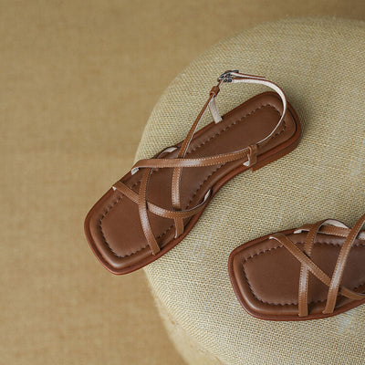 Emeralda - Platte sandalen met blokhak en open teen