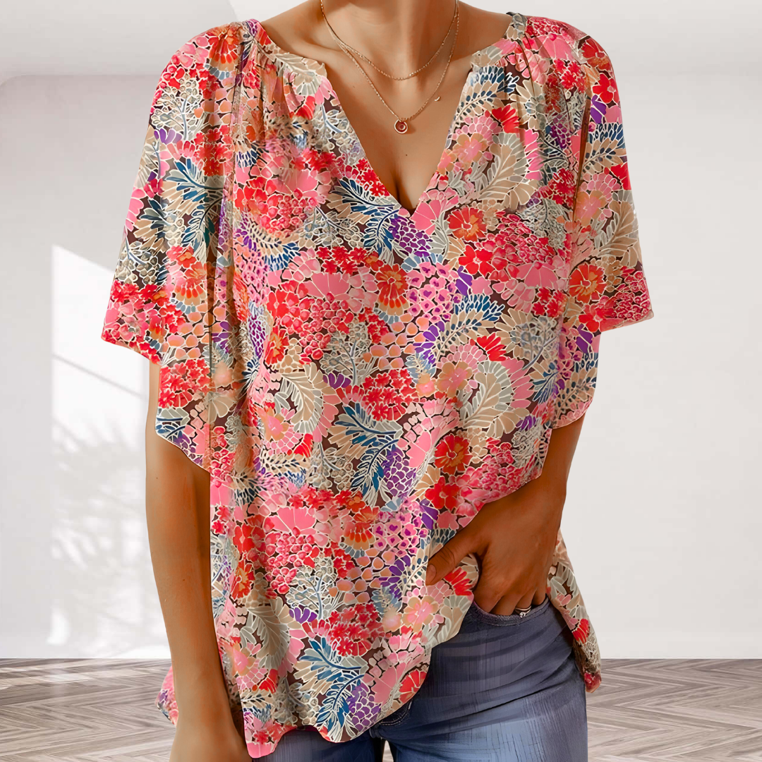 Ashley - stijlvol V-hals Bloemen Shirt