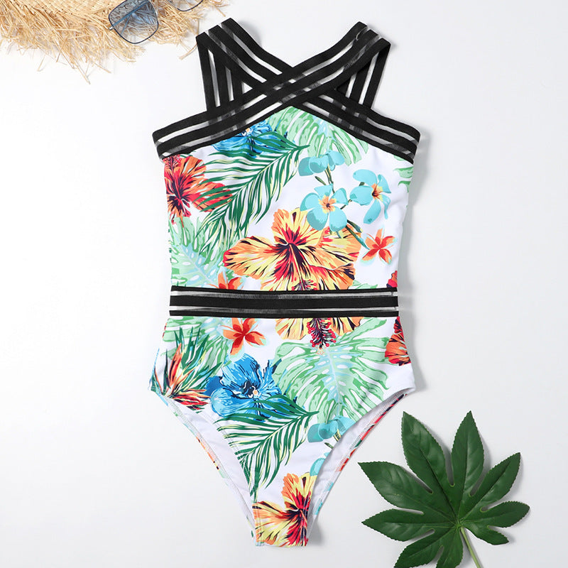 Bikini met bloemenprint uit één stuk