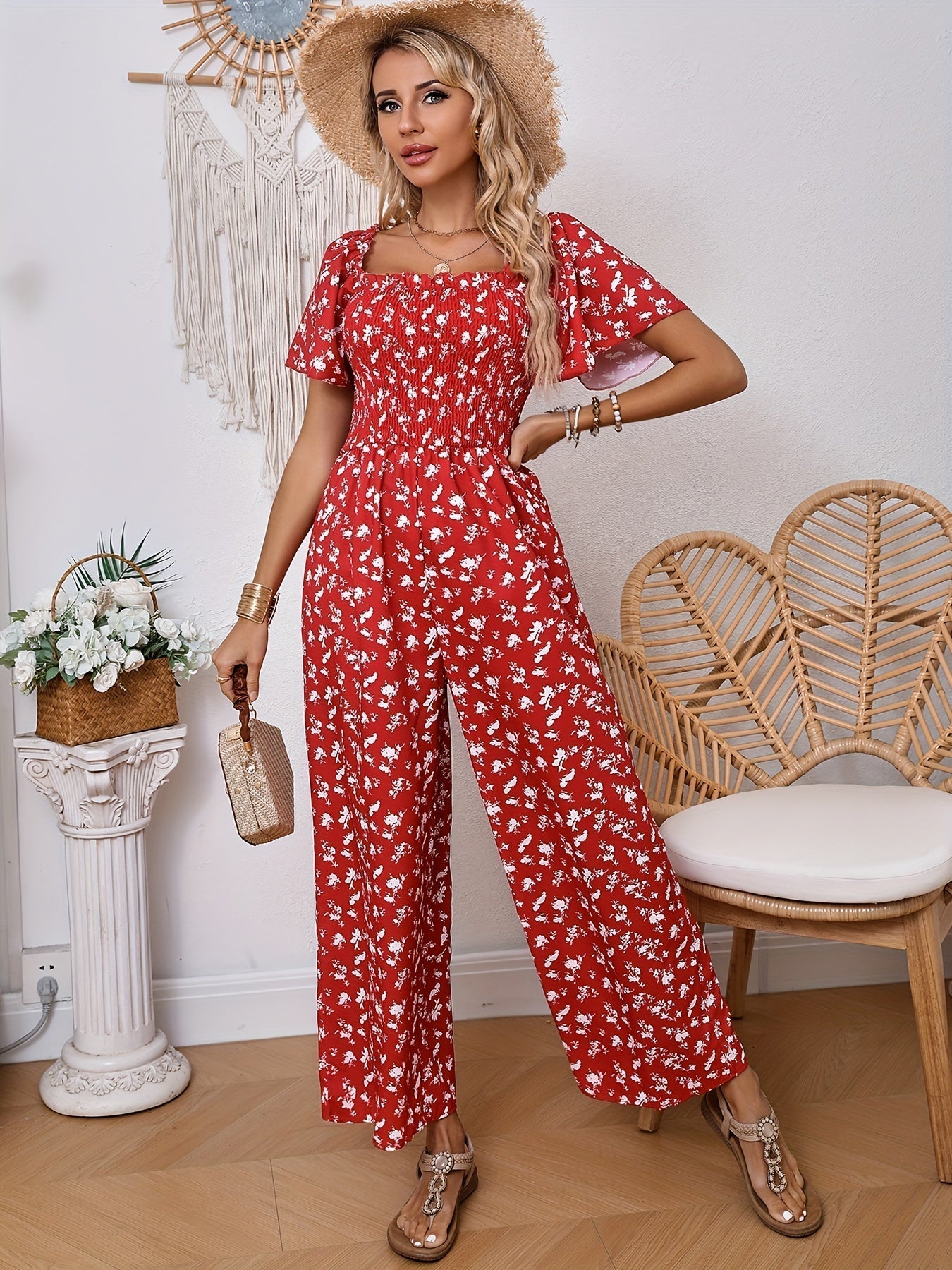 Helena - Elegante wijde jumpsuit met bloemenprint