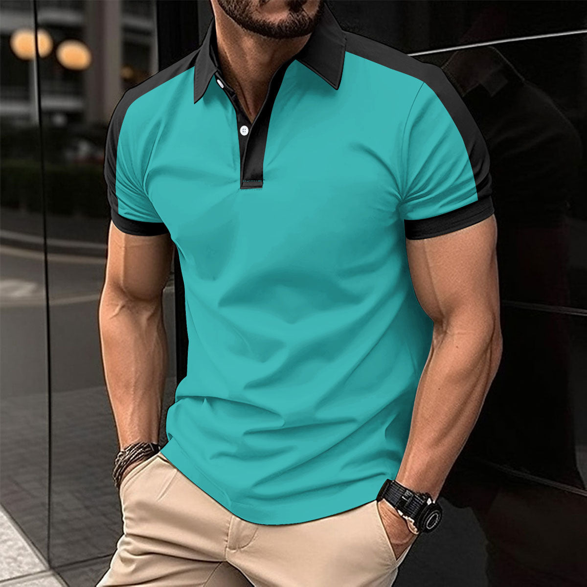 Heren business shirt met korte mouwen Zomerse casual polo