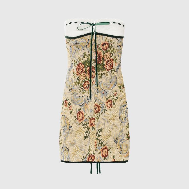 Savannah - Strapless Mini Jurk met Vintage Tapestry Ontwerp