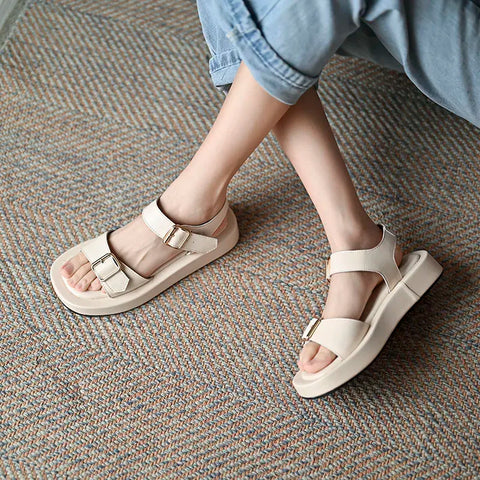 Katy - Nieuwe zomersandalen met platte gespen en plateaus voor dames