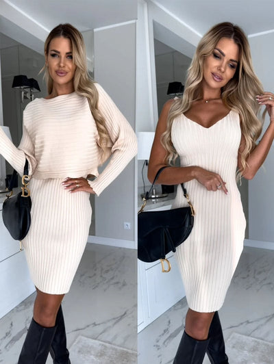 Margo - Gebreide Pullover Sweater en Cami Dress Set