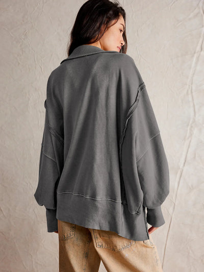 Mela - Casual Sweatshirt met Knopen en Lantaarnmouwen