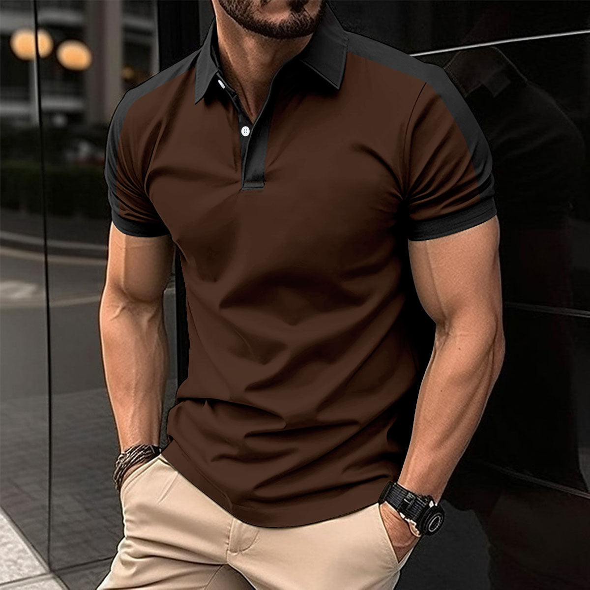 Heren business shirt met korte mouwen Zomerse casual polo