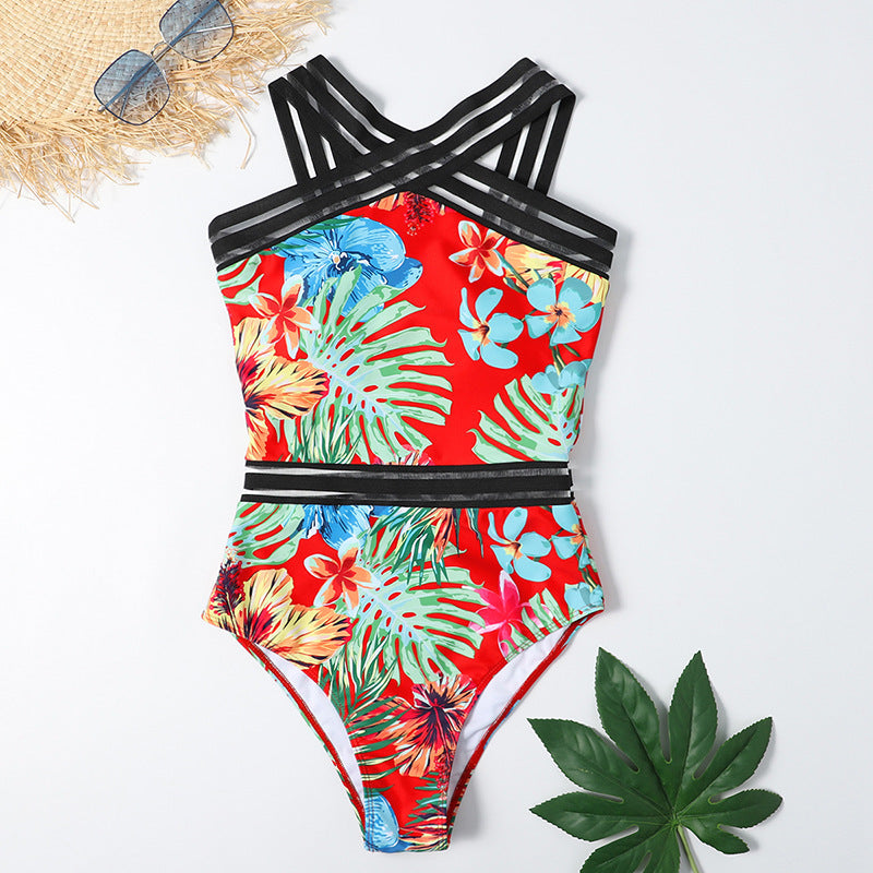 Bikini met bloemenprint uit één stuk