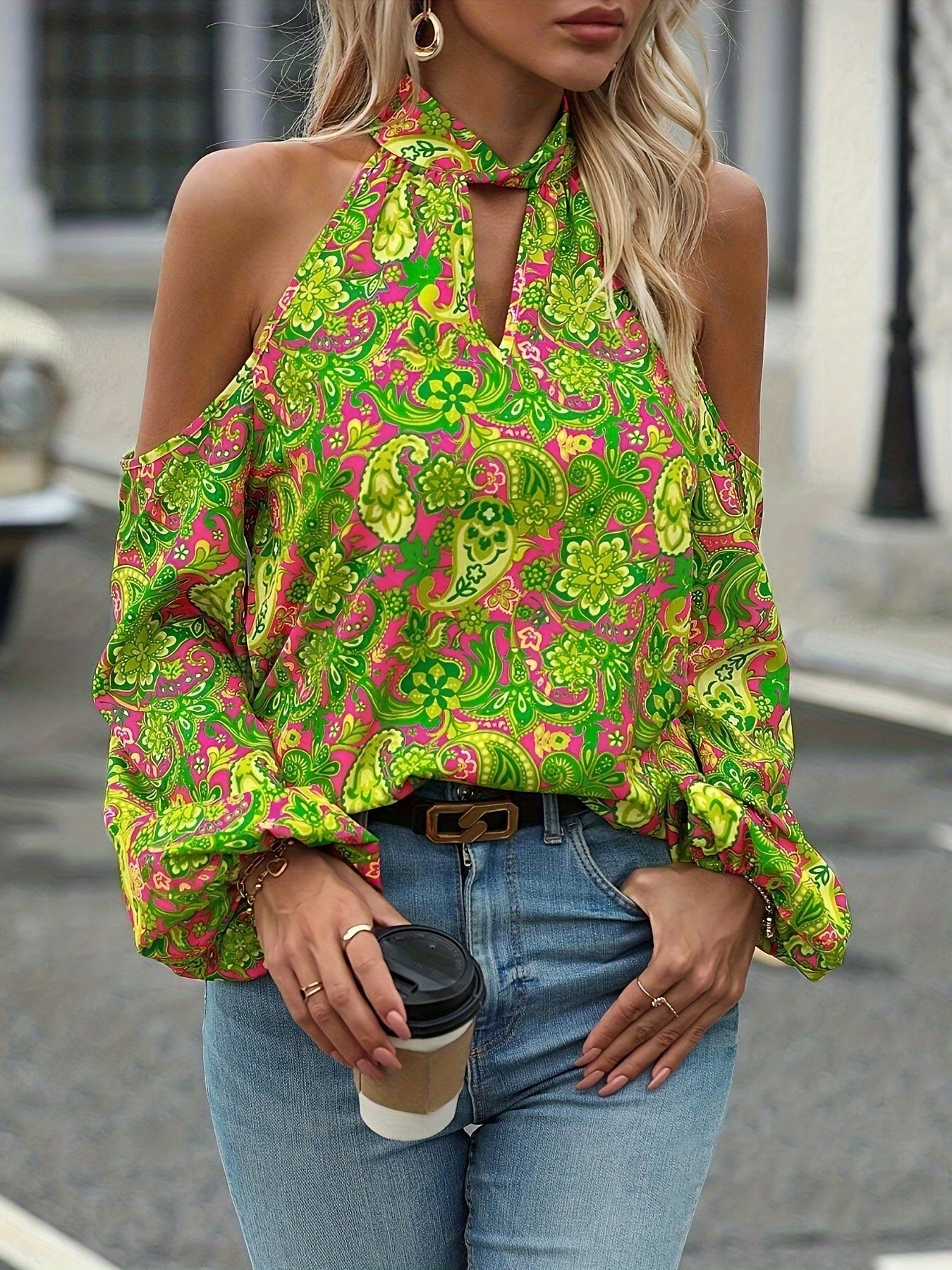 Maricel - Paisleyprint Halter Hals Blouse