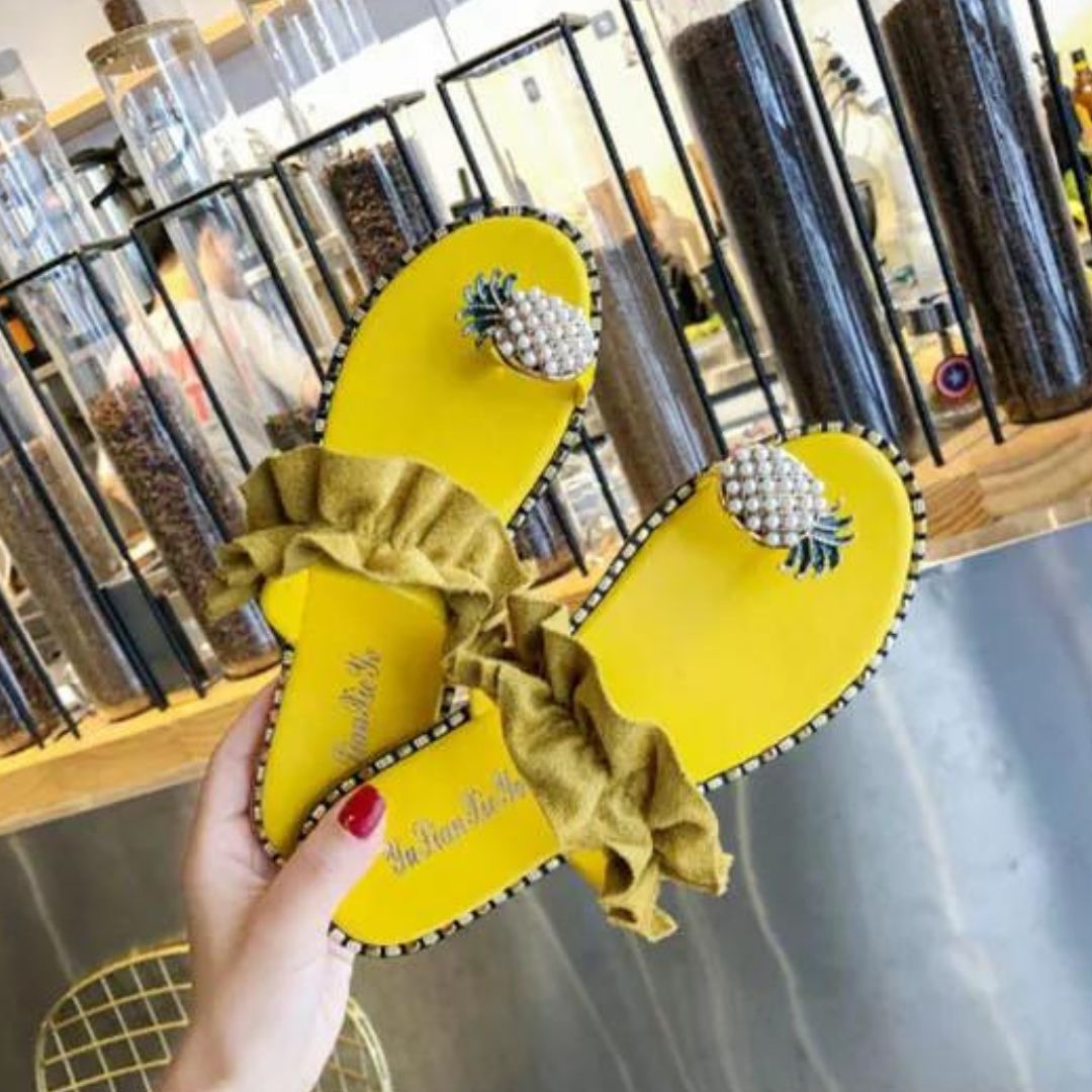 Livia - sandalen met ruches en details van ananas