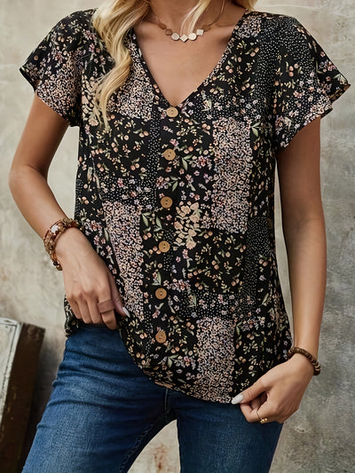 Sina - Casual blouse met korte mouwen en knoopjes