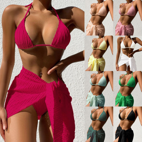 Halternek Zwempak Strand Effen Kleur Sexy Rugloze Bikini