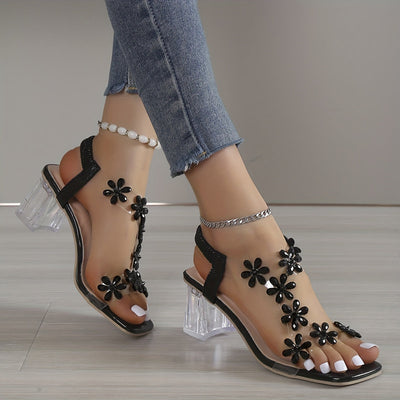 Sandy - Strass blokhak sandalen