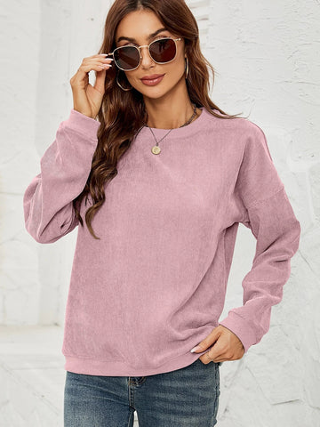 DIANA - Sweatshirt met corduroy ronde halslijn