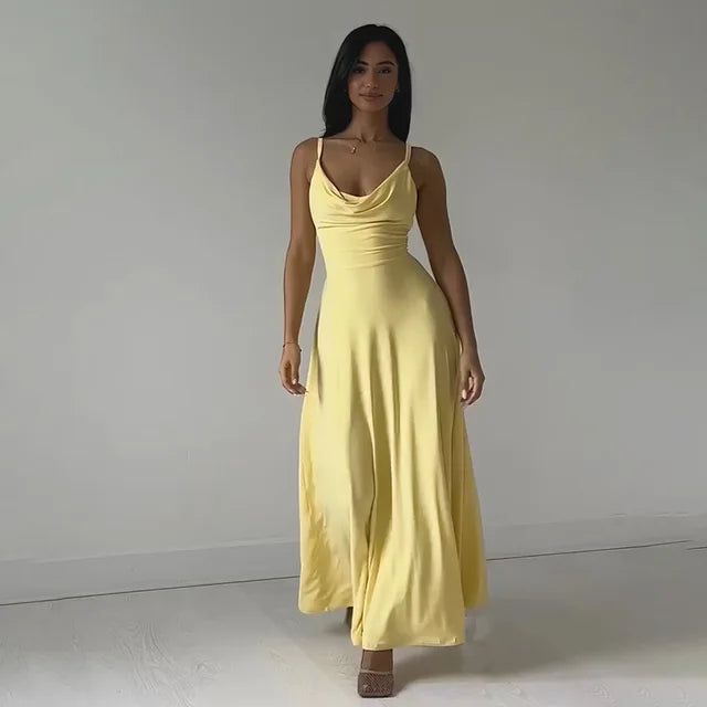 Anby - Elegante gedrapeerde maxi jurk