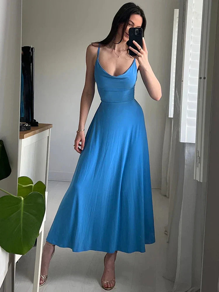 Anby - Elegante gedrapeerde maxi jurk