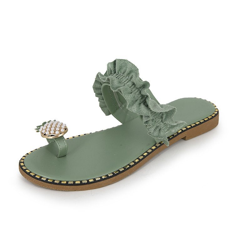 Livia - sandalen met ruches en details van ananas