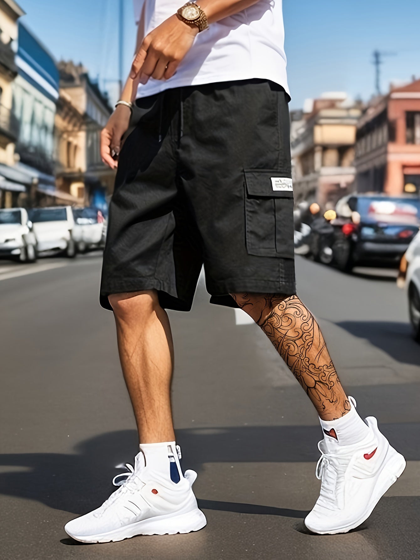 Casual heren cargo shorts met meerdere zakken