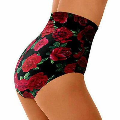 Finja - Zomer Vrouwen Hoog Taille Bikinibroekje Bloemen Zwemkleding