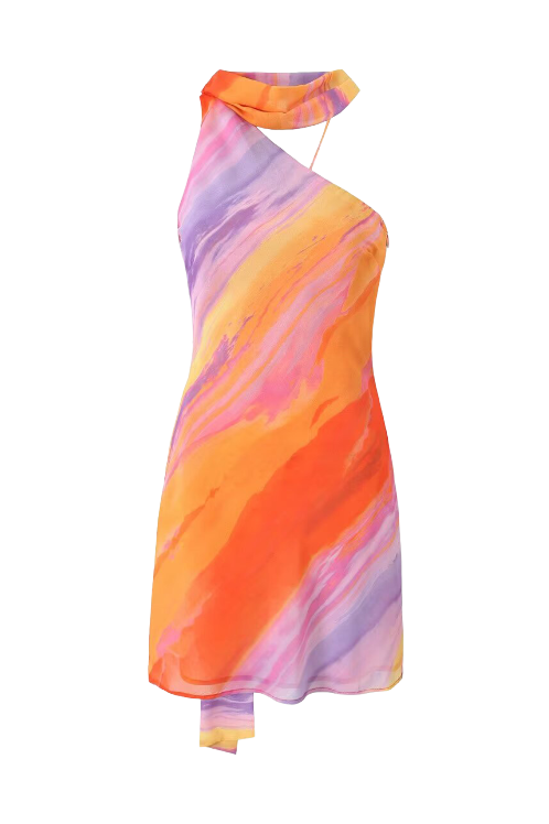 Kata - Tie-dye Halter Kort Jurkje