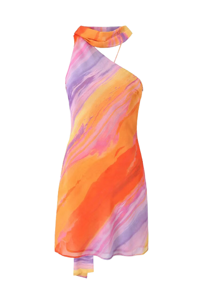 Kata - Tie-dye Halter Kort Jurkje