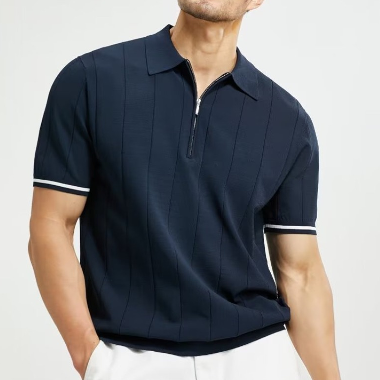 Preston Geborduurd Gebreid Poloshirt