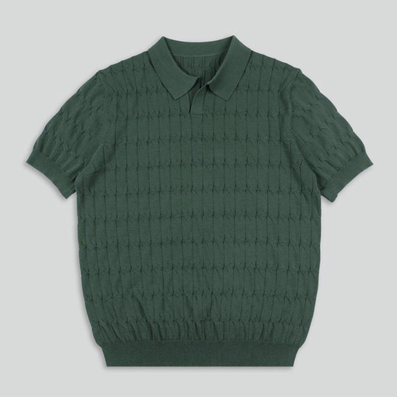 Retro geweven poloshirt