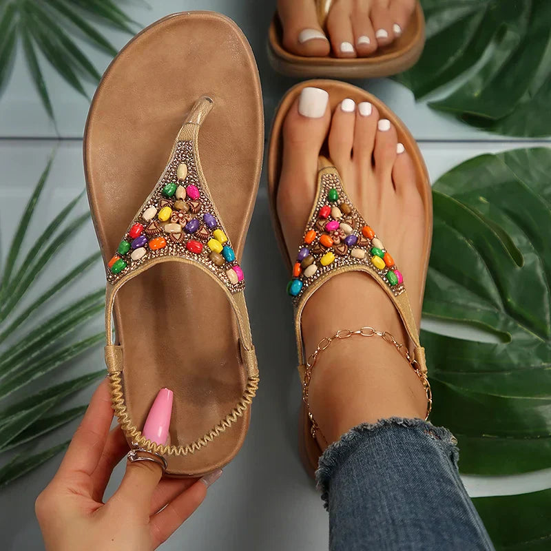 Lara - Retro bohemien sandalen met platte hak