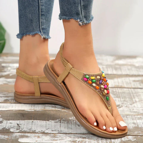 Lara - Retro bohemien sandalen met platte hak