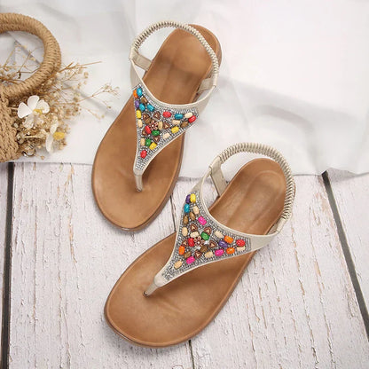 Lara - Retro bohemien sandalen met platte hak