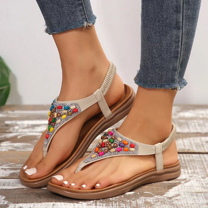 Lara - Retro bohemien sandalen met platte hak