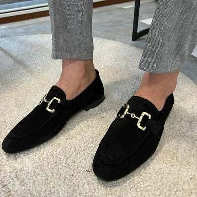 Lorenzo - Suède loafers met metalen gesp