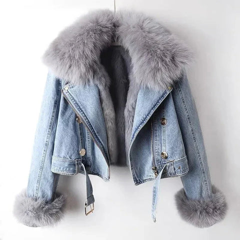 Giara - Denim Jacket met bontvoering