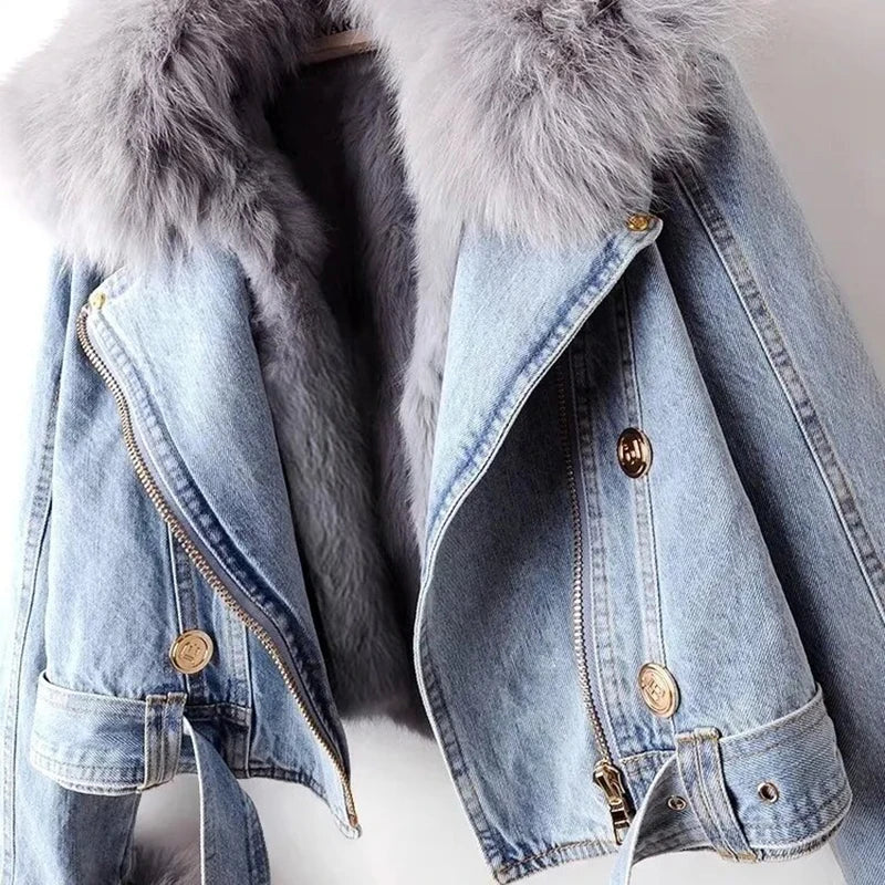 Giara - Denim Jacket met bontvoering