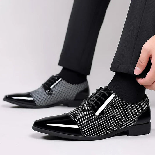 Elegante strass leren schoenen voor mannen