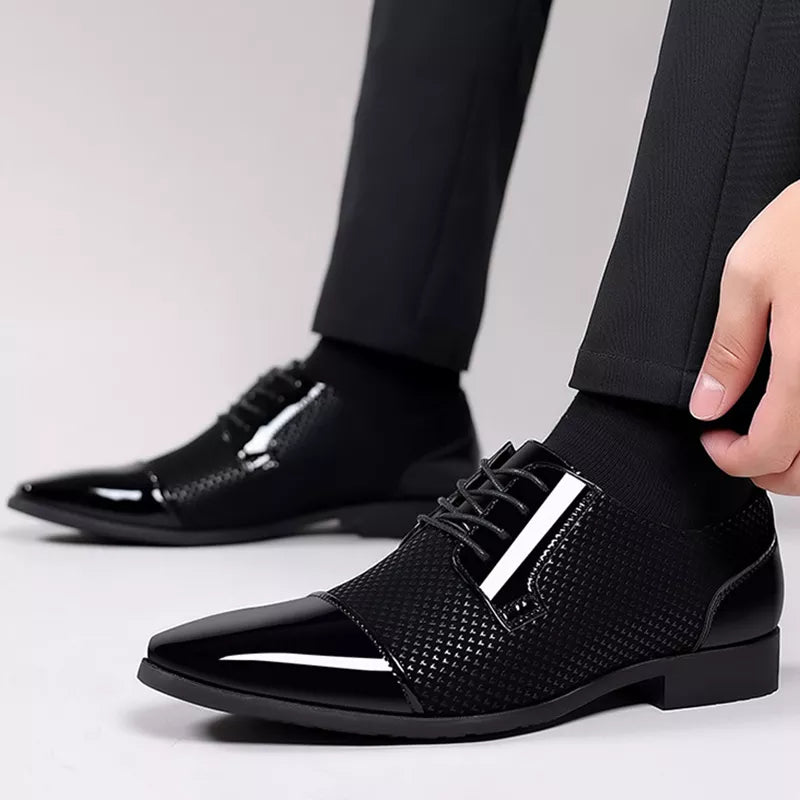 Elegante strass leren schoenen voor mannen