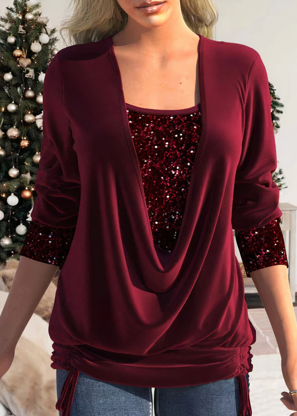 SARINA - Stijlvolle glitterblouse