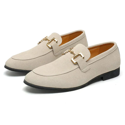 Lorenzo - Suède loafers met metalen gesp