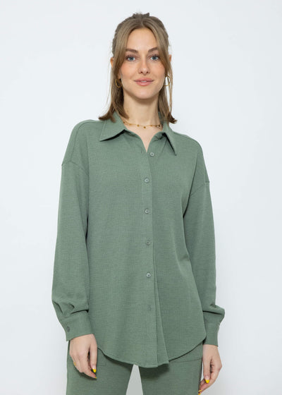 Reina - Oversized wafel piqué blouse