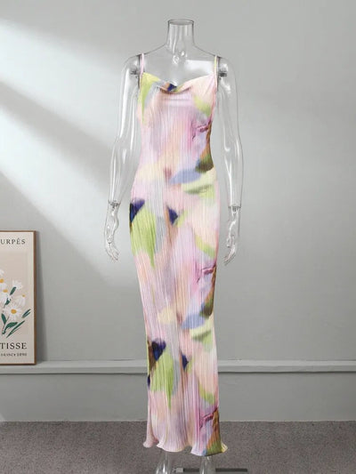 Rosalie - Elegante geplooide maxi-jurk met print voor dames