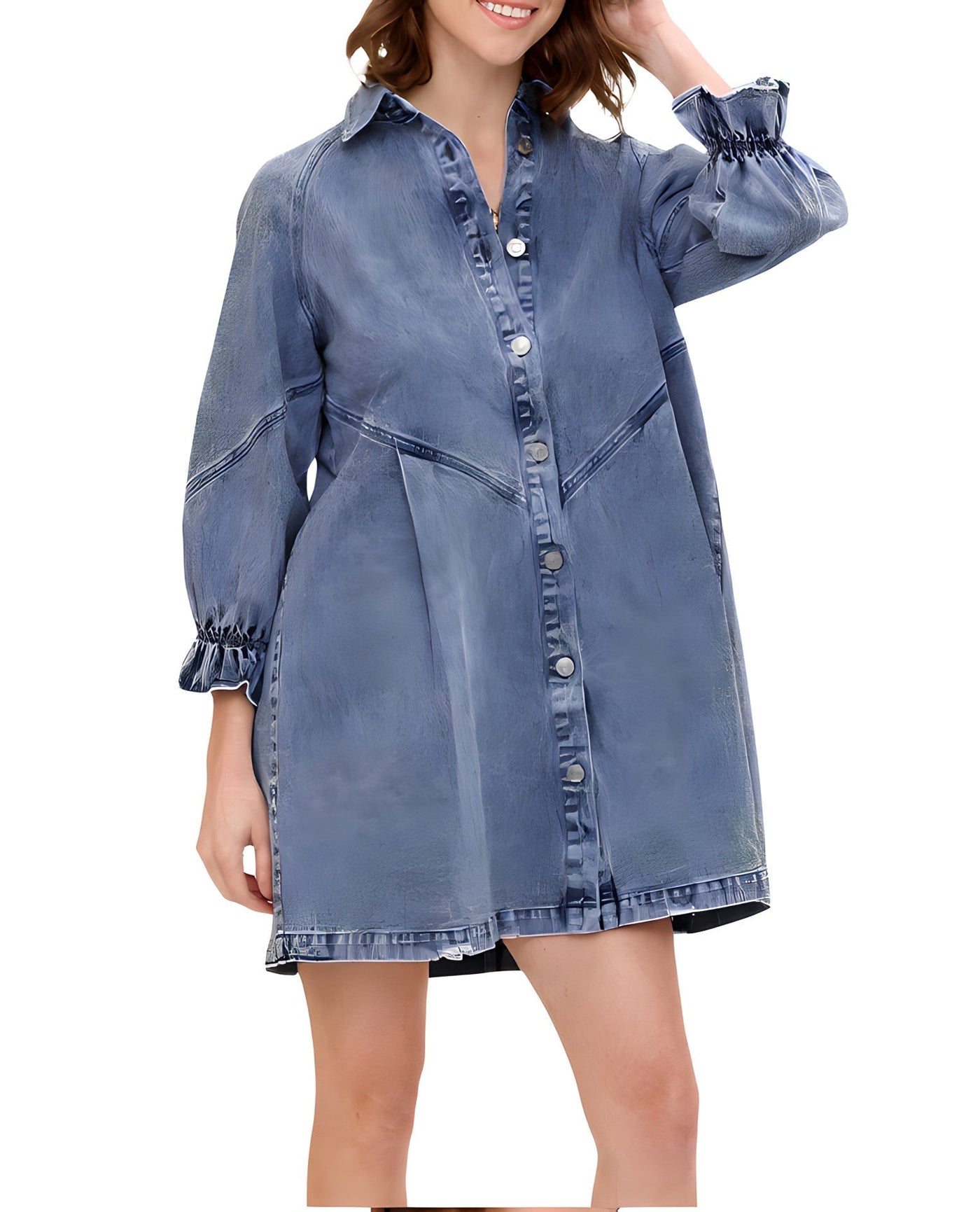 Debby - Denim jurk met lange mouwen