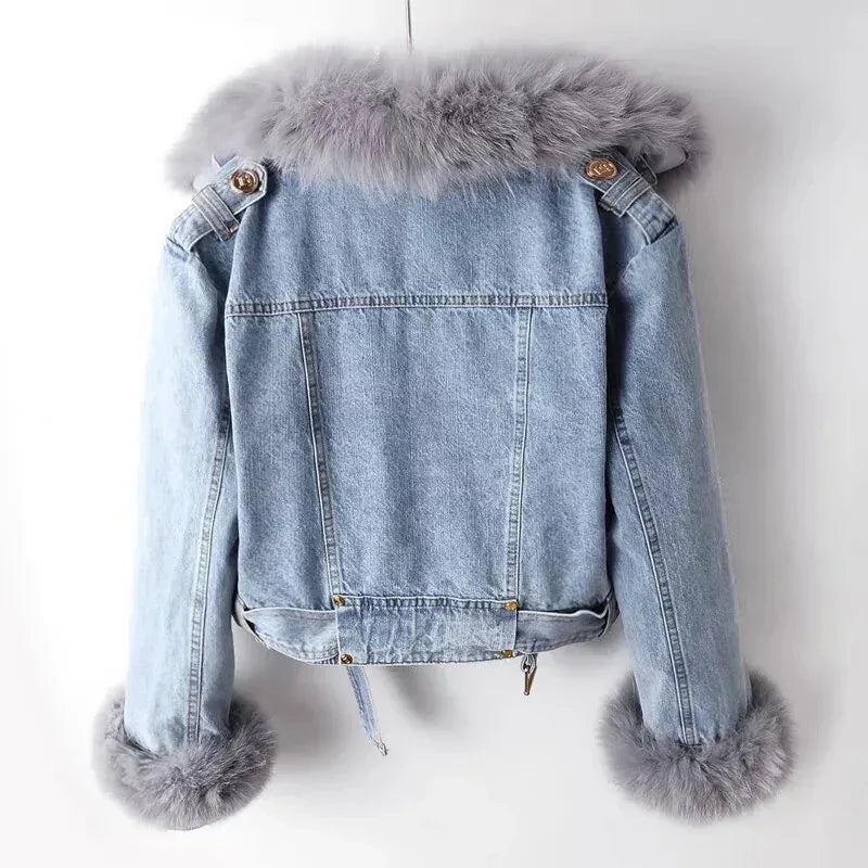 Giara - Denim Jacket met bontvoering