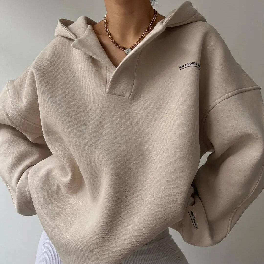 Elegant winter sweatshirt met V-hals