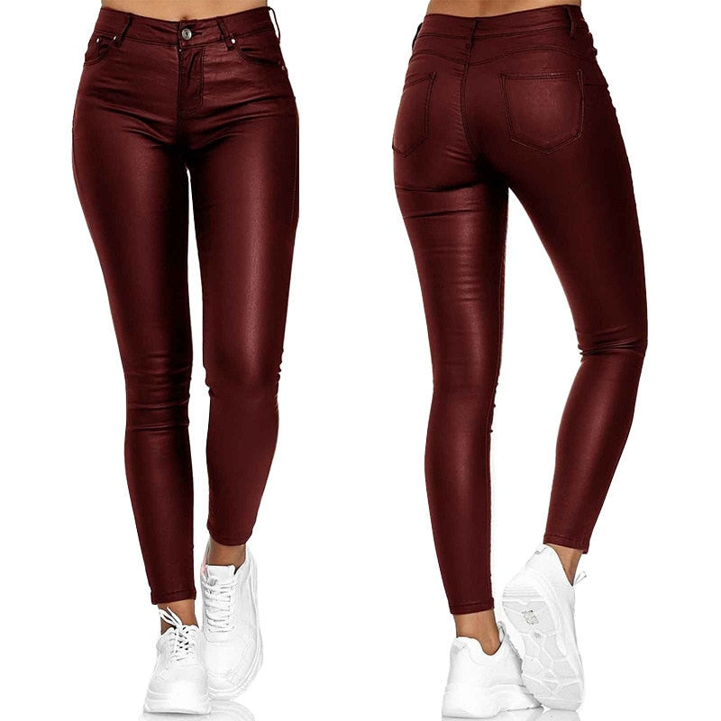 Fiamma broek - Veelzijdige damesbroek met hoge taille en skinny leer voor alle gelegenheden